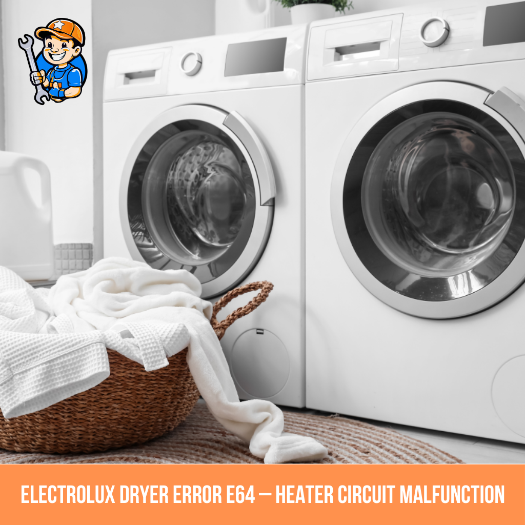 Electrolux Dryer Error E64: What It Means & How to Fix It 1 Electrolux dryer Error E64 – Heater circuit malfunction