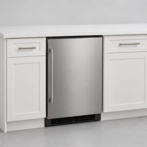 Refrigerator repair 101 Compact stainless bar fridge installed under a white quartz countertop