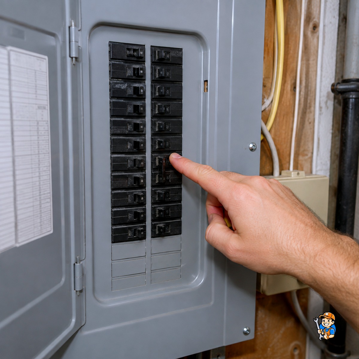 What to Do When Your Dryer Stops Working in Burlington 2 Technician checking a breaker panel for a dryer circuit