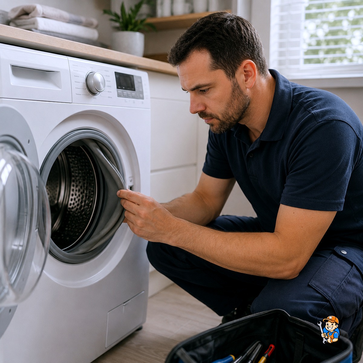Top 3 Appliances That Break Down Most in Etobicoke Homes 3 Technician examining a front-load washer door seal
