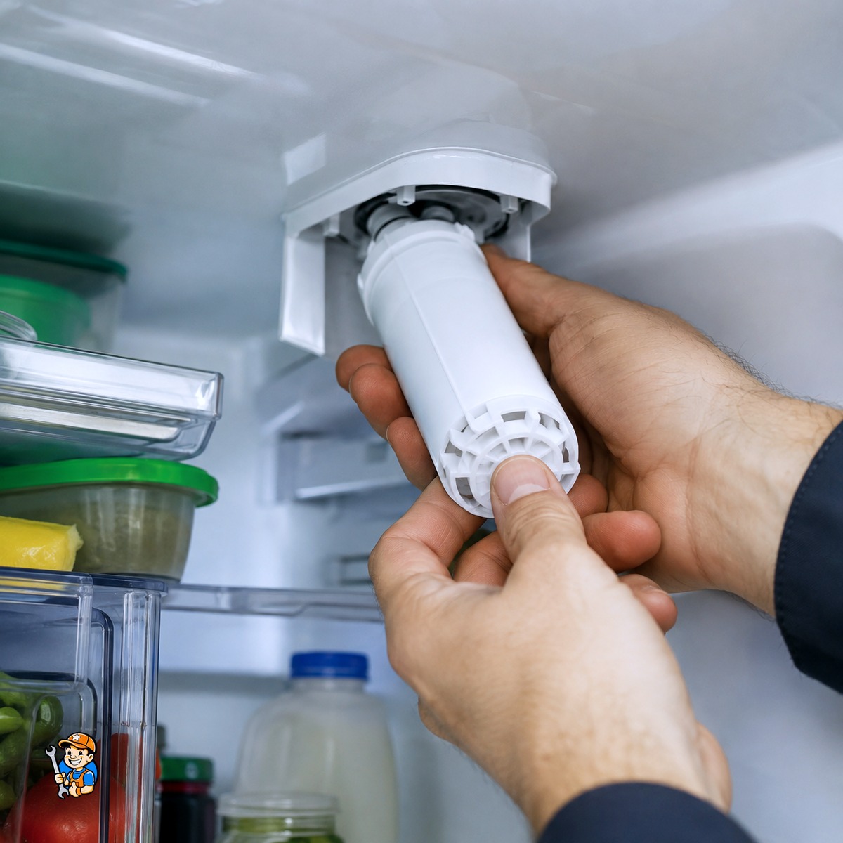 Keeping Your Appliances Running Smoothly in Hamilton 3 Technician replacing a refrigerator water filter