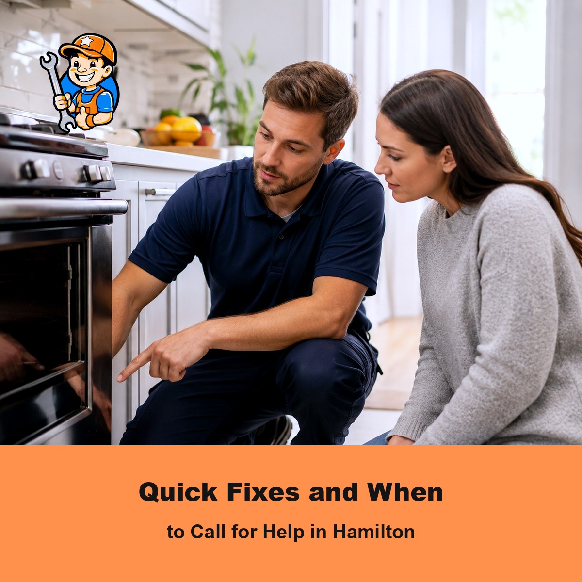 Technician helping a Hamilton homeowner troubleshoot an appliance