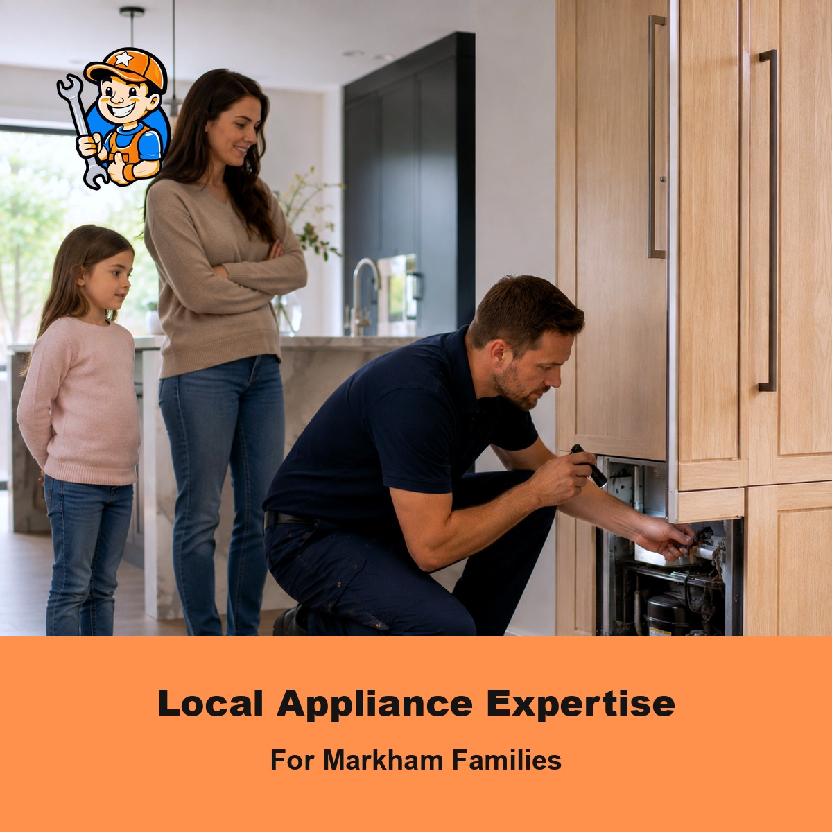 How Markham Families Benefit from Local Appliance Expertise 1 Technician working with a Markham family on a built-in appliance repair