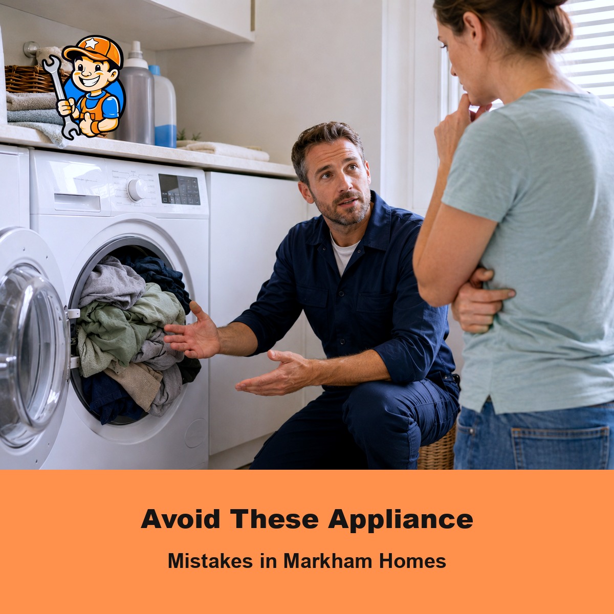 Technician explaining proper appliance care to a homeowner in Markham