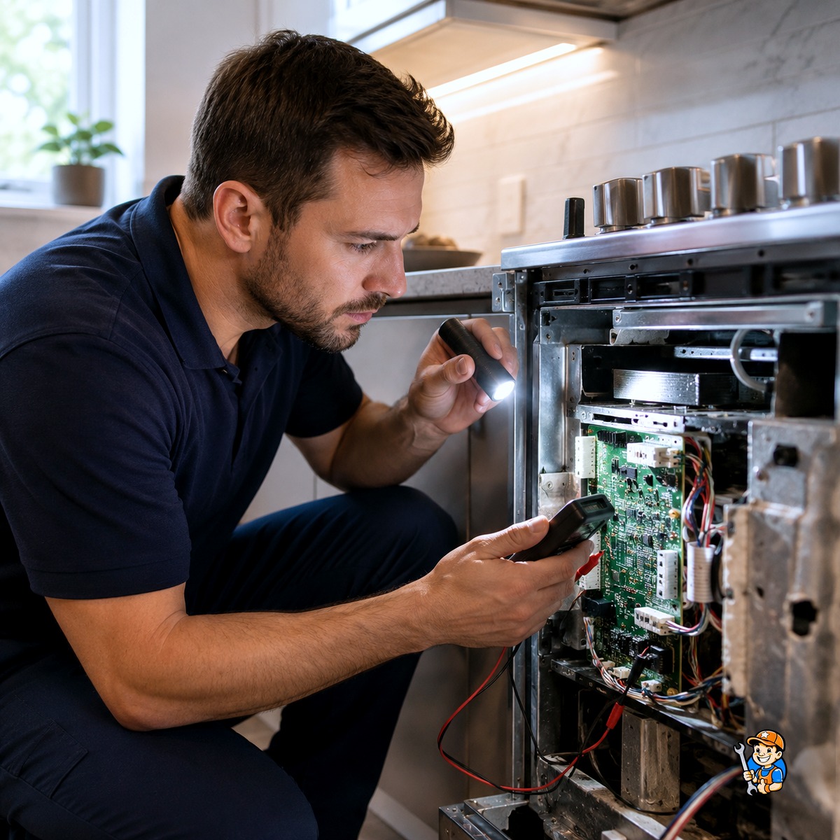 Markham’s Most Reliable Repair Solutions for Your Home 2 Technician diagnosing a specific appliance brand's control board