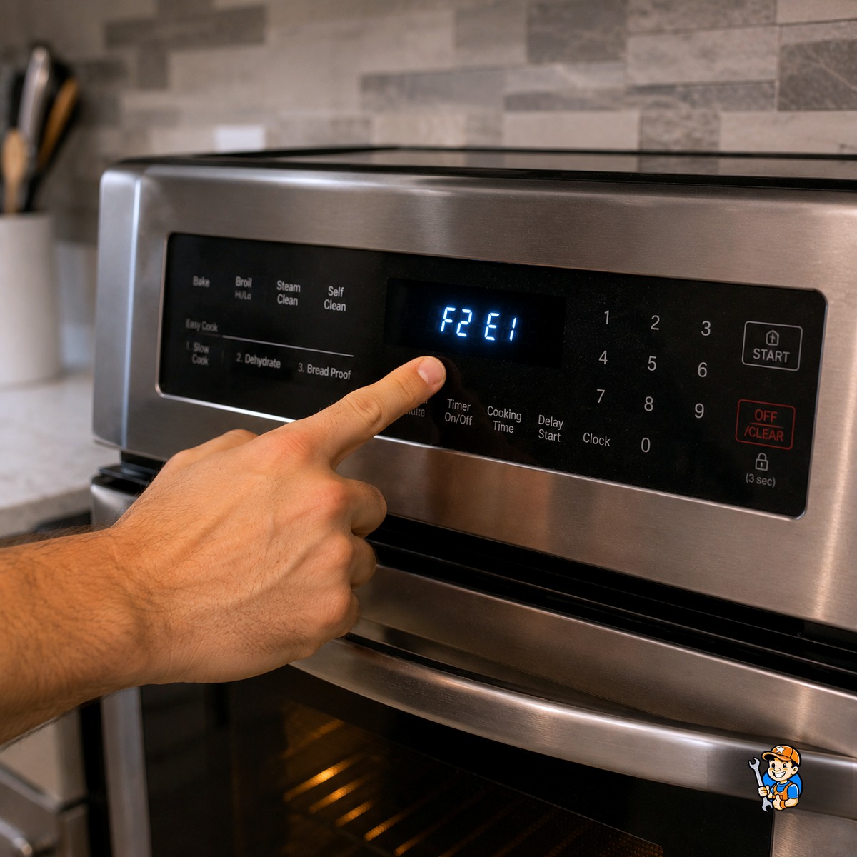 Technician reading an appliance error code display