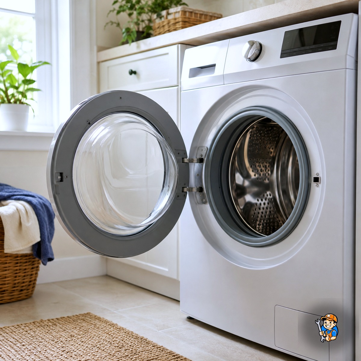 Keeping Appliances Running in Mississauga’s Climate: Pro Tips 2 Washing machine door propped open to prevent mildew odor