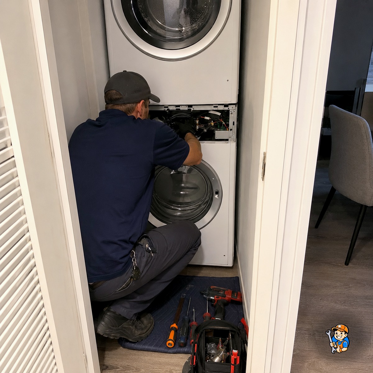 Why North York Residents Trust Local Appliance Repair Services 2 Stacked washer and dryer in a tight North York condo laundry closet