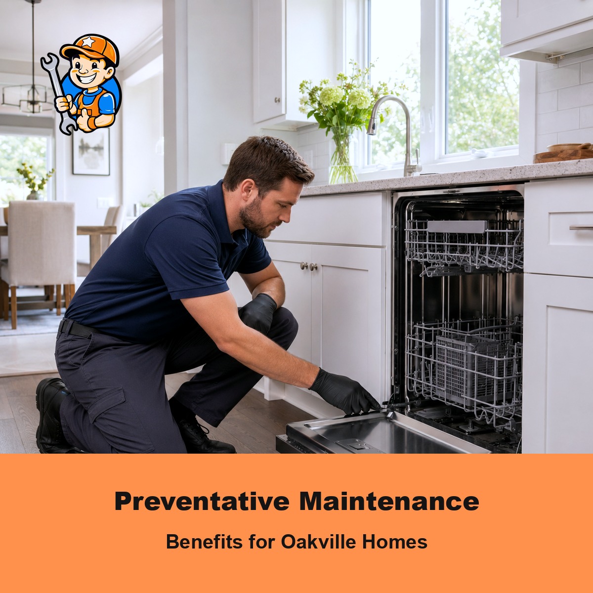 The Benefits of Preventative Maintenance in Oakville Homes 1 Technician performing preventative appliance maintenance in an Oakville home