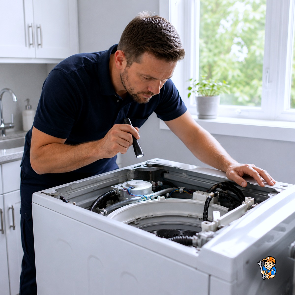 The Benefits of Preventative Maintenance in Oakville Homes 2 Technician performing a preventative maintenance inspection on an appliance