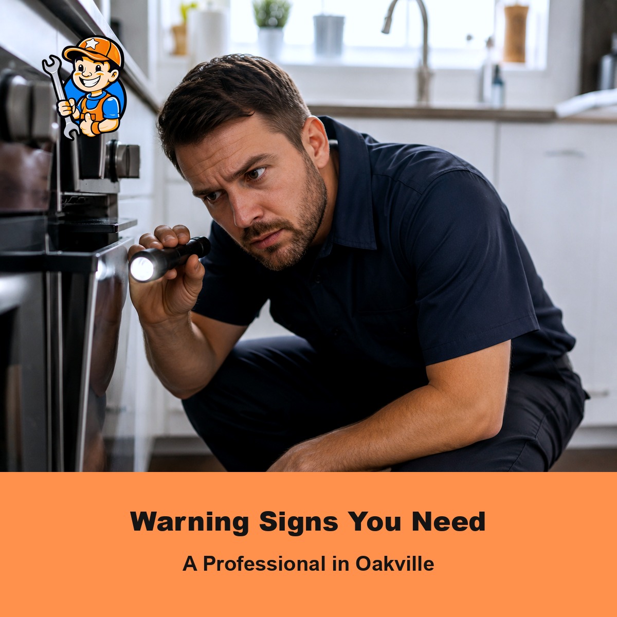 Signs You Need a Professional Appliance Technician in Oakville 1 Technician diagnosing warning signs on a household appliance in Oakville