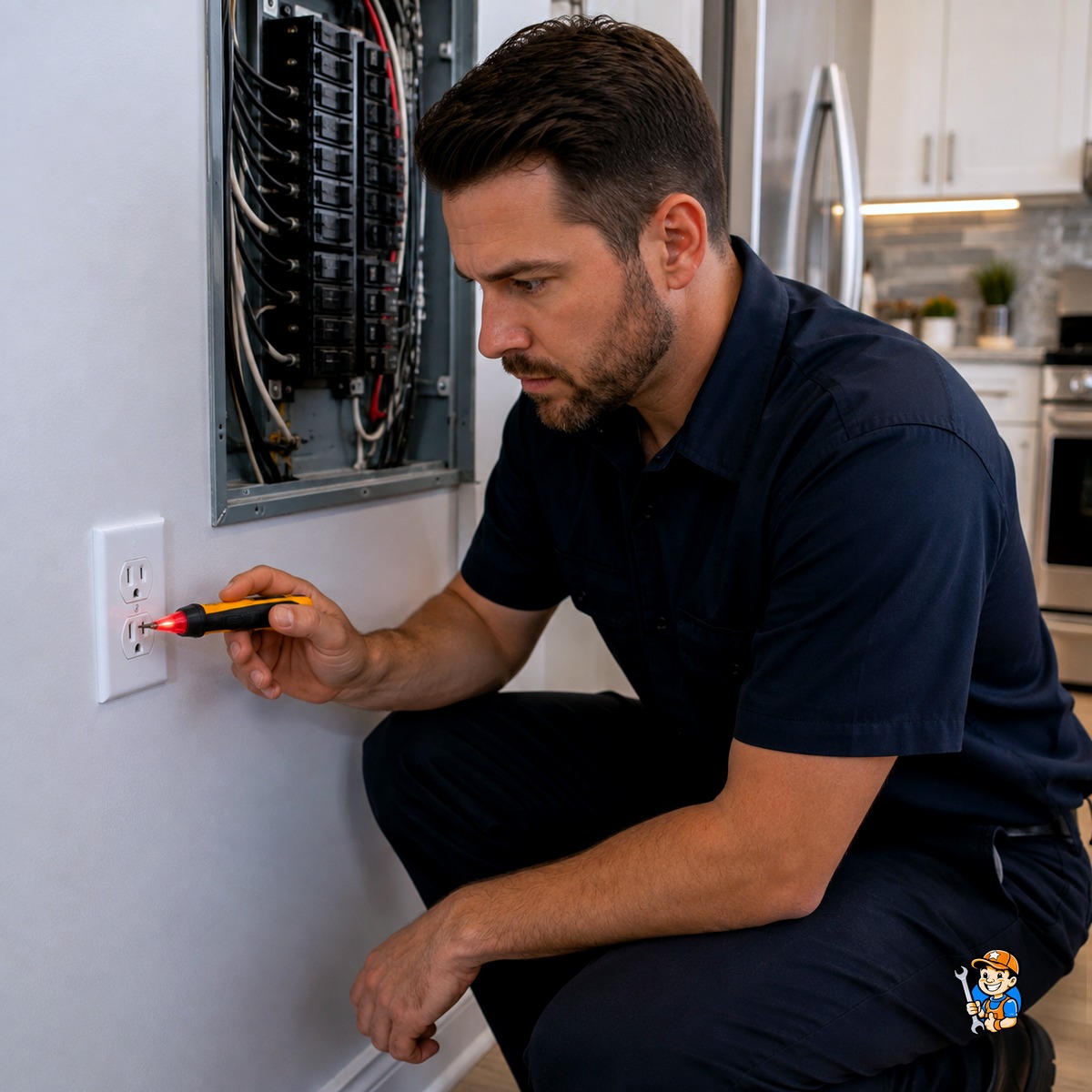 Signs You Need a Professional Appliance Technician in Oakville 2 Technician inspecting an appliance for signs of electrical damage