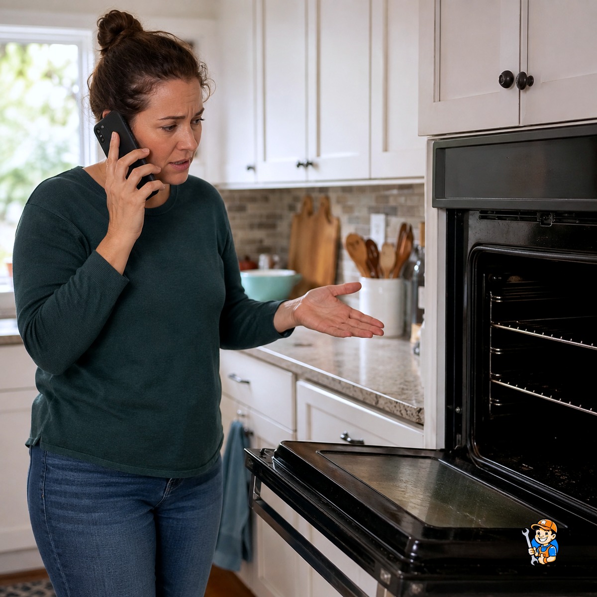 Need Fast Repairs in Scarborough? Here’s What to Do 2 Homeowner describing an appliance issue over the phone