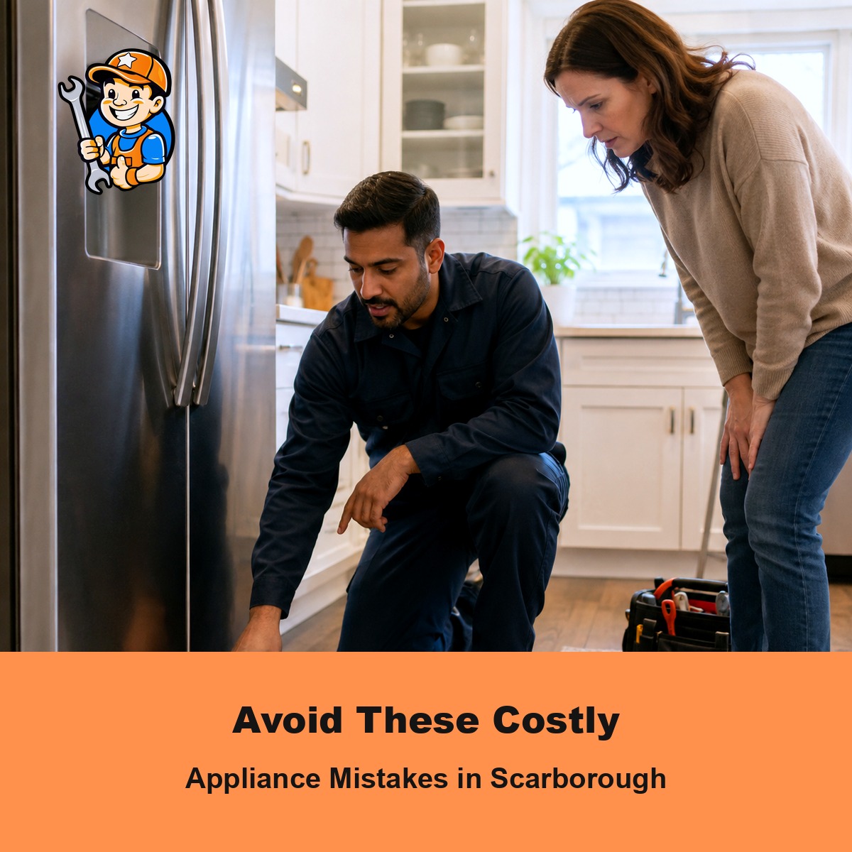 Avoid These Costly Appliance Mistakes in Scarborough 1 Technician catching a costly appliance mistake before it worsens in Scarborough