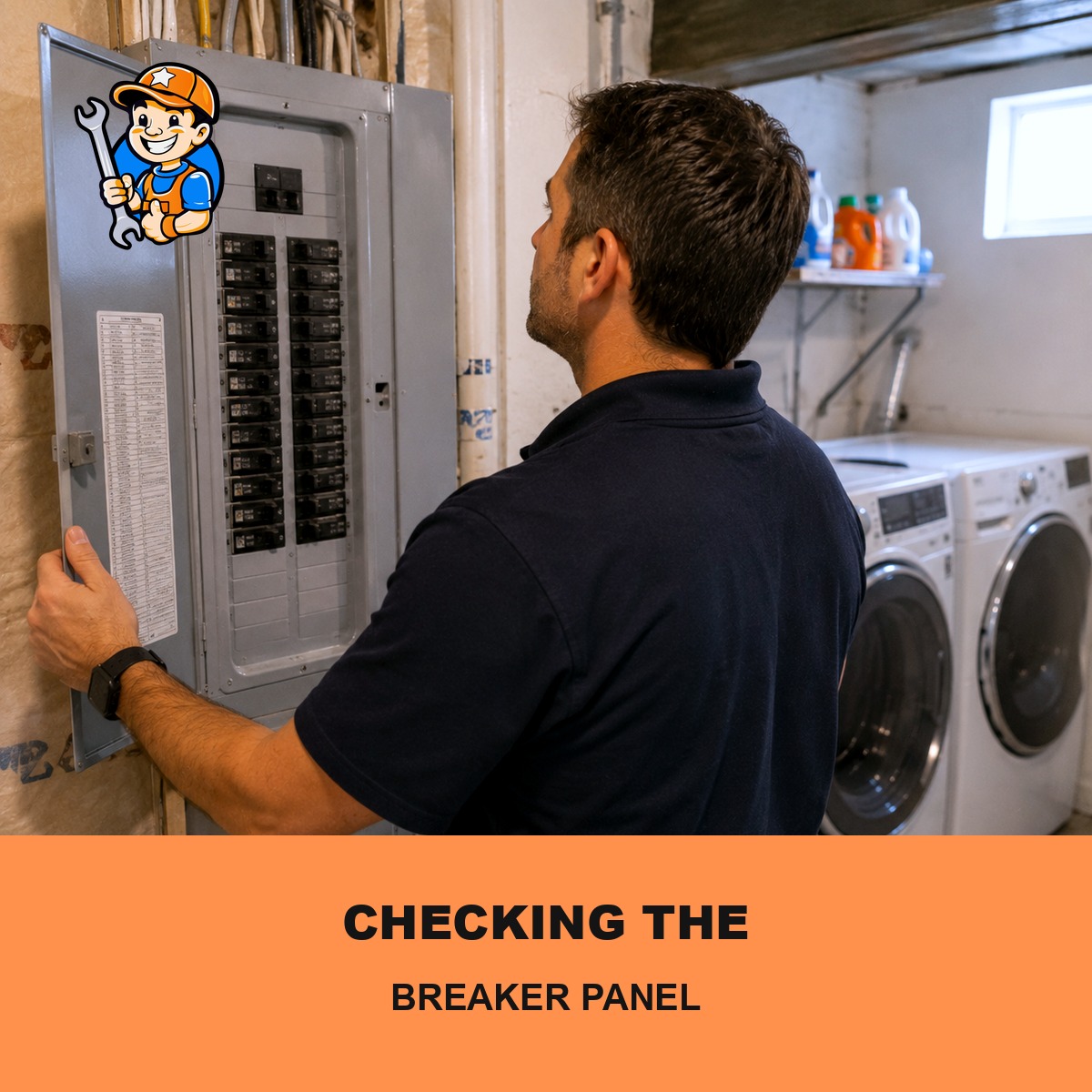 Technician checking an electrical breaker panel