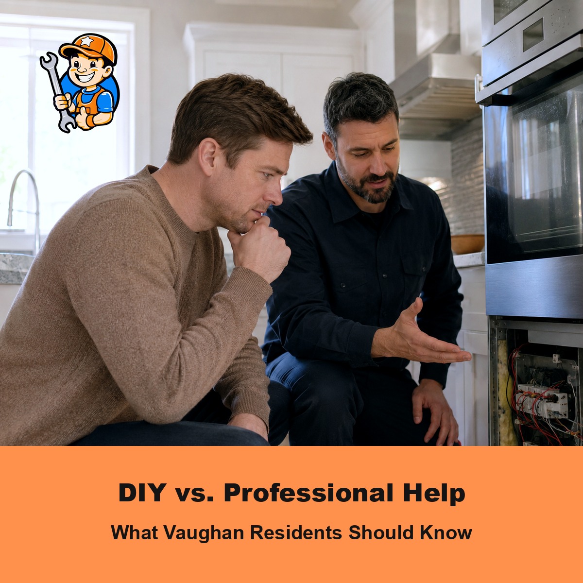 DIY Fixes vs. Professional Help: What Vaughan Residents Should Know 1 Technician helping a Vaughan homeowner decide between a DIY fix and professional repair