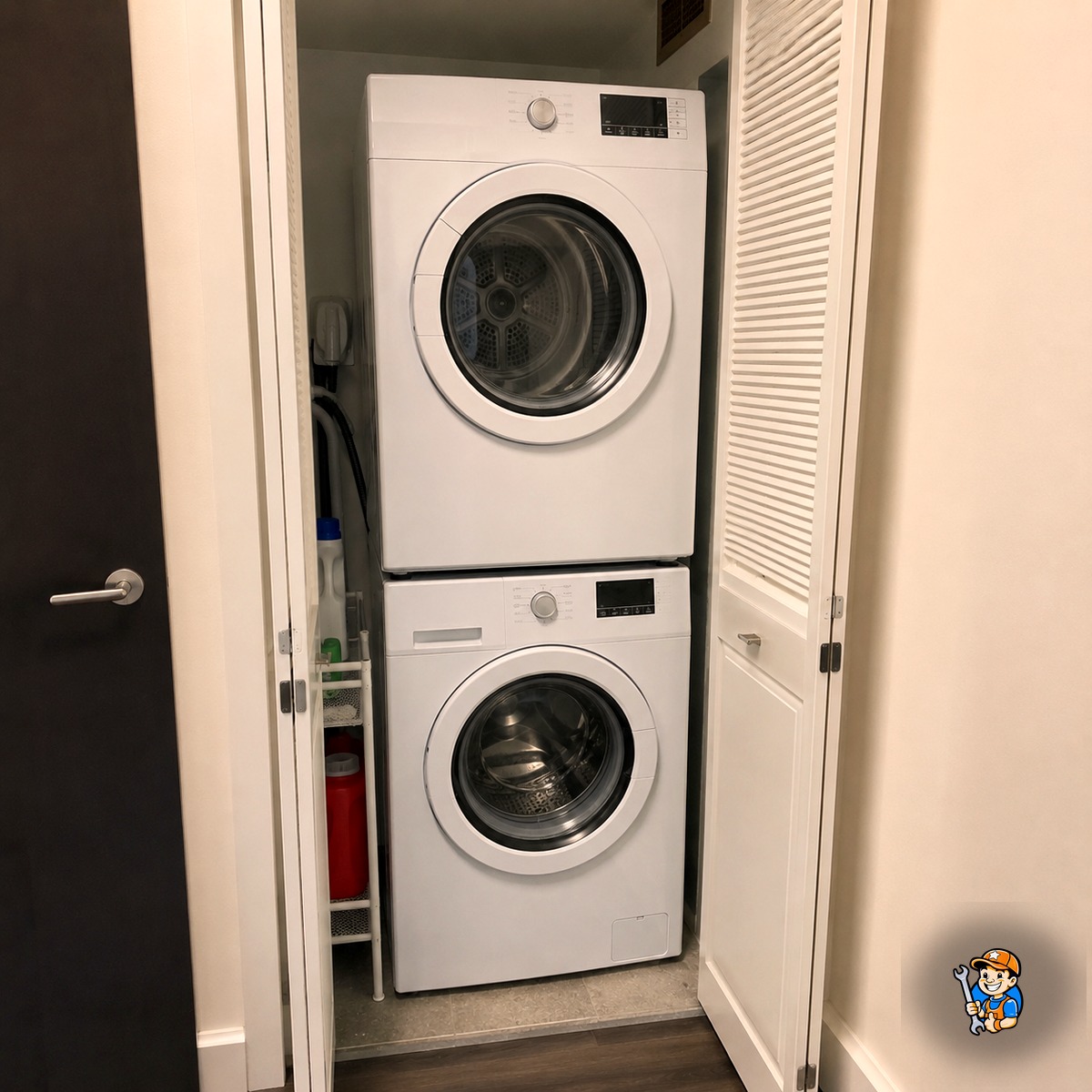 Appliance Maintenance Tips for Vaughan Homeowners 6 Compact stacked washer and dryer in a Vaughan Metropolitan Centre condo laundry closet